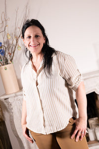Blouse Sabbia Naturale  beige gestreepte blouse