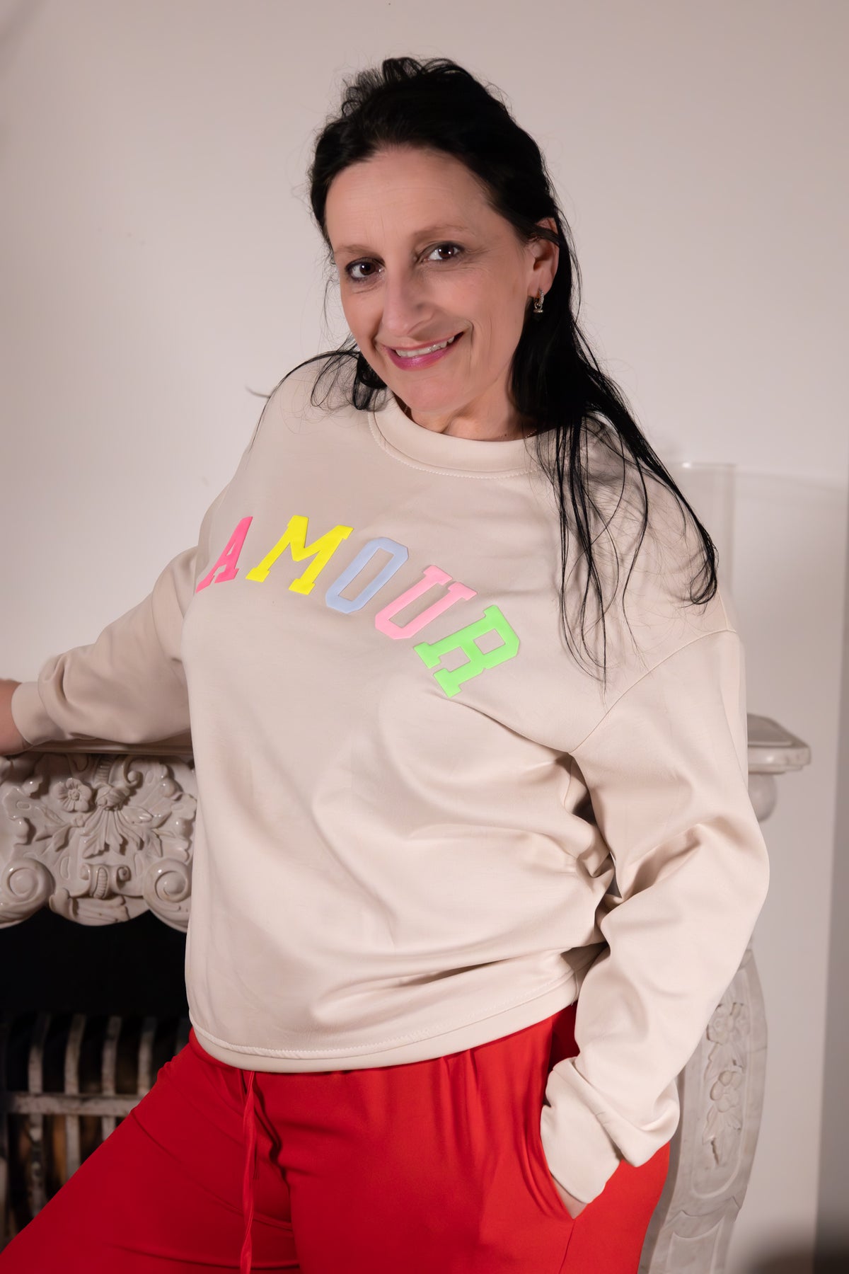 Maglia Amore Dolce – beige sweater met print