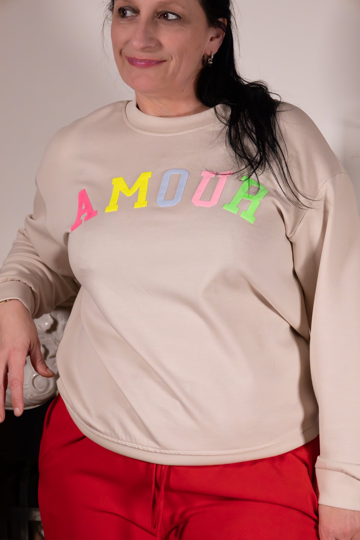 Maglia Amore Dolce – beige sweater met print