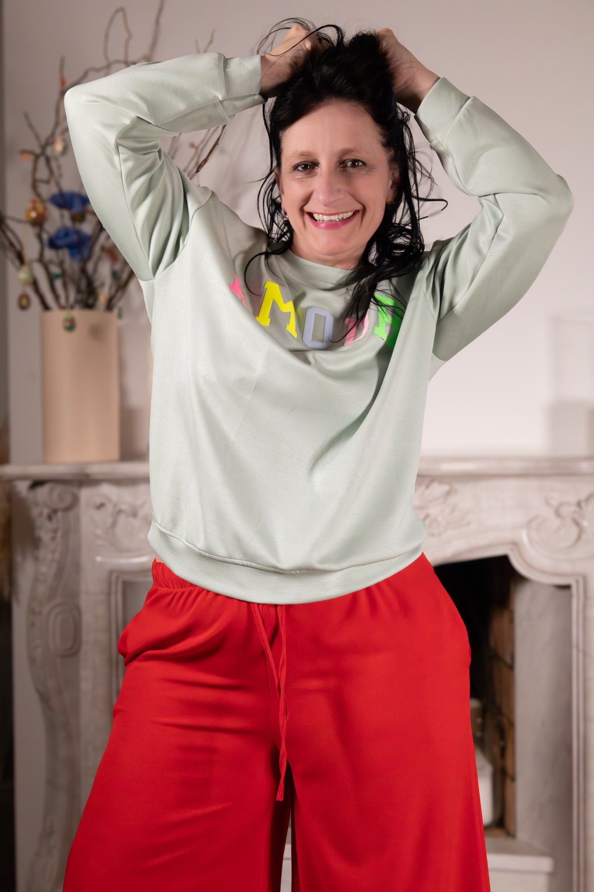 Maglia Amore Dolce – mint sweater met print