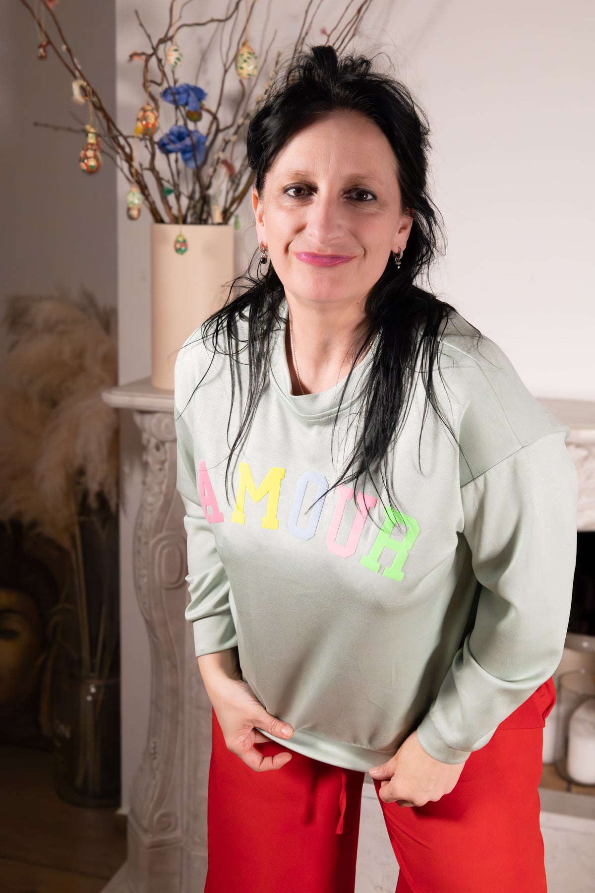 Maglia Amore Dolce – mint sweater met print