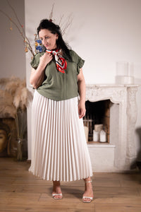 Verde Semplice – groene blouse met ruches mouw