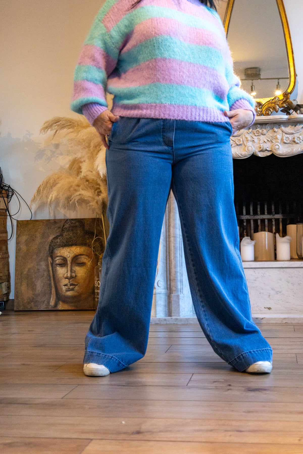 Stijlvolle Brede Jeans Blauw