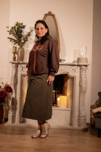 She & Me Dolci Giorni Liora rok bordeaux corduroy met knopen en riem – Cosy & Chill collectie – damesmode Duffel