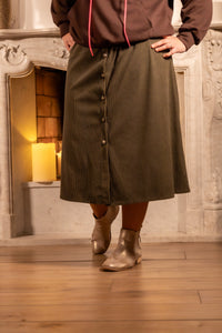 She & Me Dolci Giorni Liora rok bordeaux corduroy met knopen en riem – Cosy & Chill collectie – damesmode Duffel