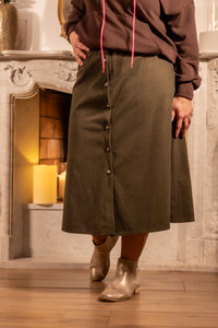 She & Me Dolci Giorni Liora rok bordeaux corduroy met knopen en riem – Cosy & Chill collectie – damesmode Duffel