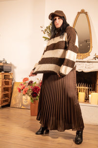 She & Me Dolci Giorni Amica trui bruin ecru gestreept – Cosy & Chill collectie – damesmode Duffel