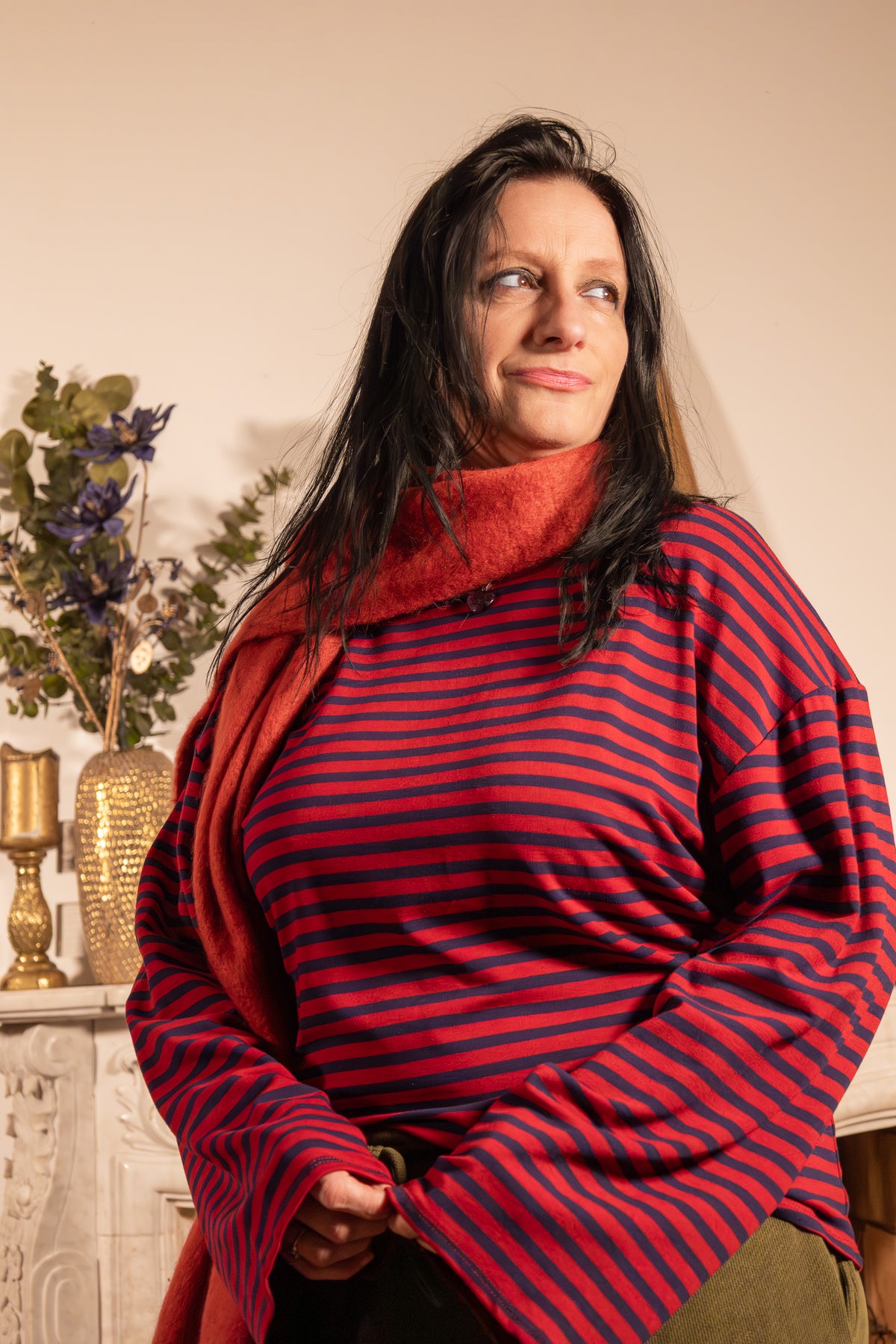 She & Me Dolci Giorni Luna top rood navy gestreept – Cosy & Chill collectie – damesmode Duffel