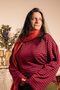 She & Me Dolci Giorni Luna top rood navy gestreept – Cosy & Chill collectie – damesmode Duffel