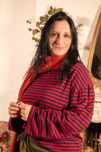 Striped casual long-sleeve relaxed-fit top