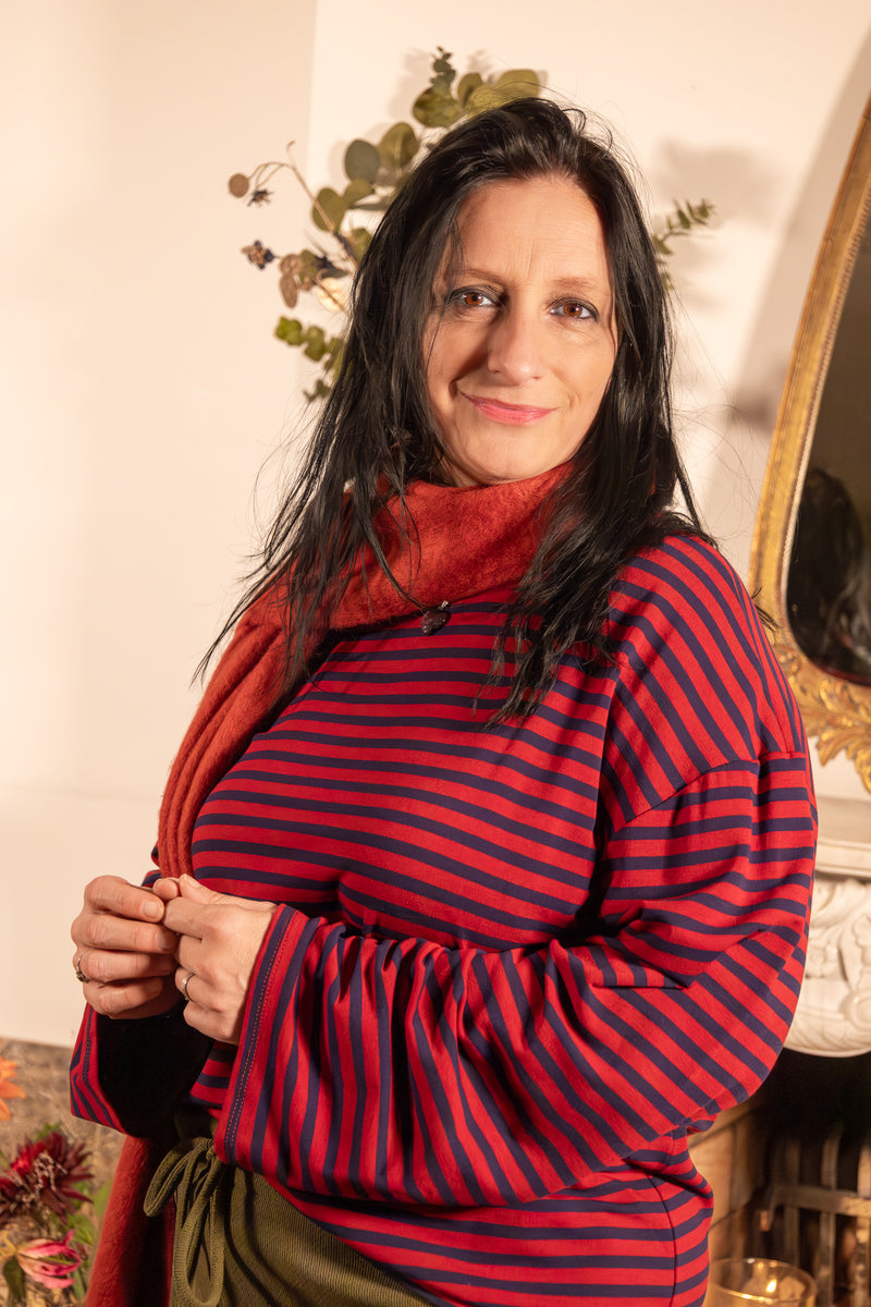 Striped casual long-sleeve relaxed-fit top