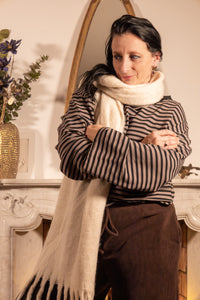 Striped casual long-sleeve relaxed-fit sweater taupe