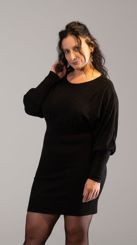 Feestelijke Jurk met Luxe Glans Zwart