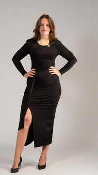 Zwarte Lange Jurk Met Split