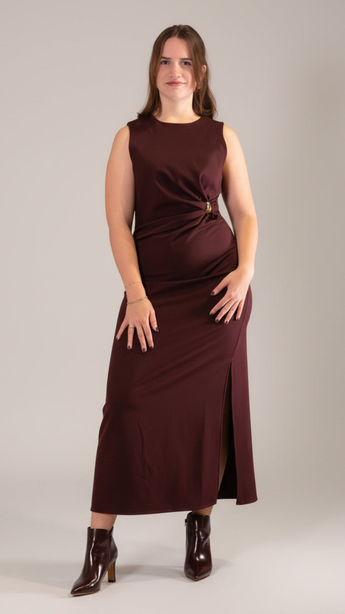 Elegante Lange Jurk in Diep Bordeaux