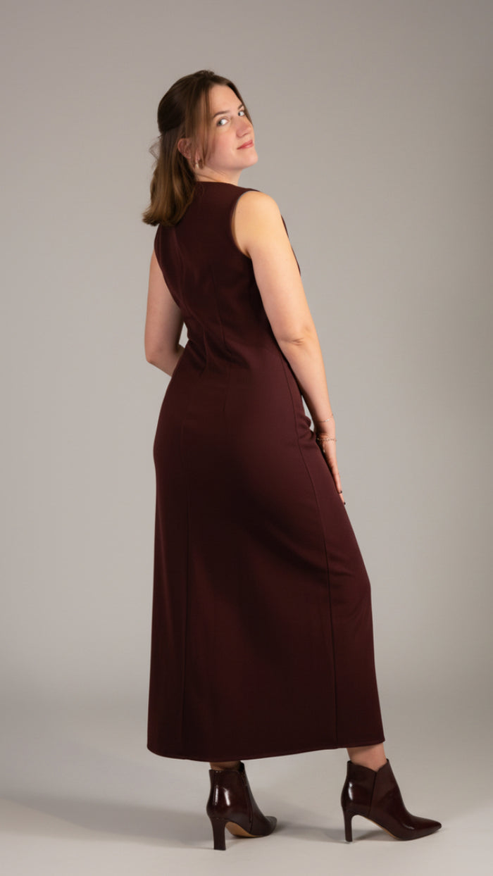 Elegante Lange Jurk in Diep Bordeaux