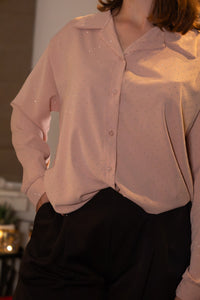 Chique Blouse met Pailletten in Oud Roze