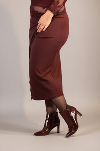 Maxi Rok met Kanten Details Bordeaux