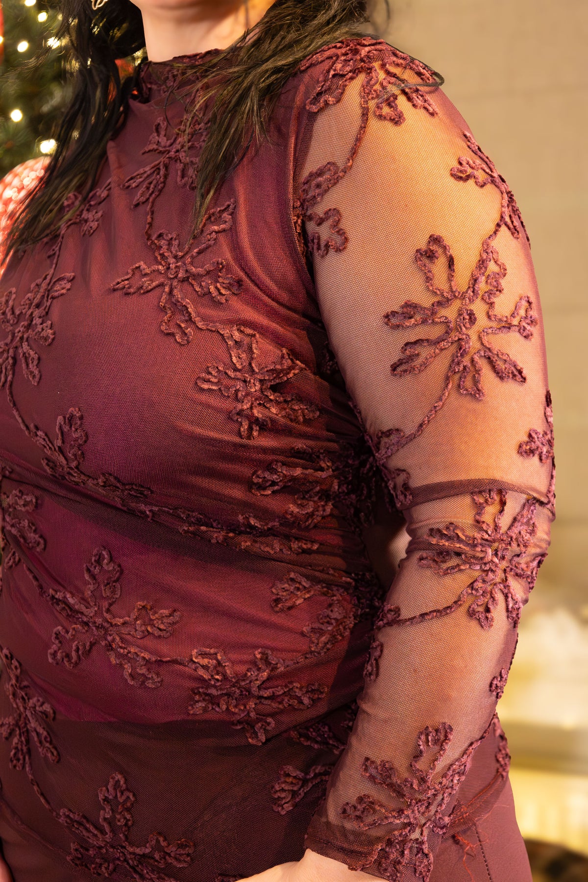 Chic Blouse met Borduurwerk in Diep Bordeaux