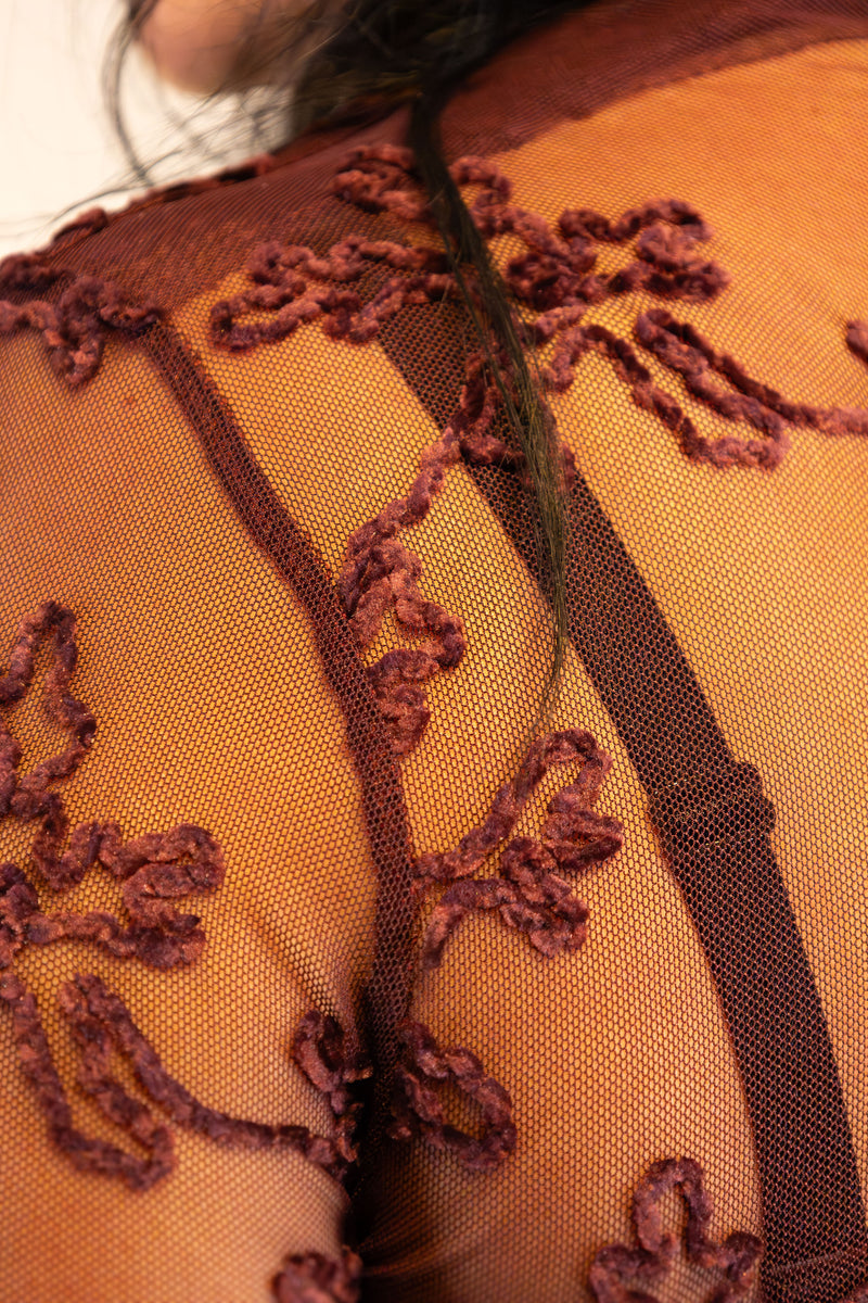 Chic Blouse met Borduurwerk in Diep Bordeaux