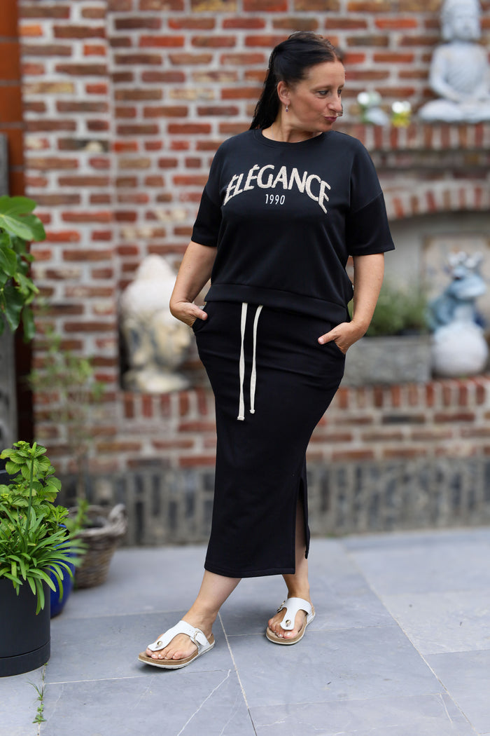 Zwarte midirok met split uit La Dolce Vita collectie bij Mooij – dameskleding Duffel